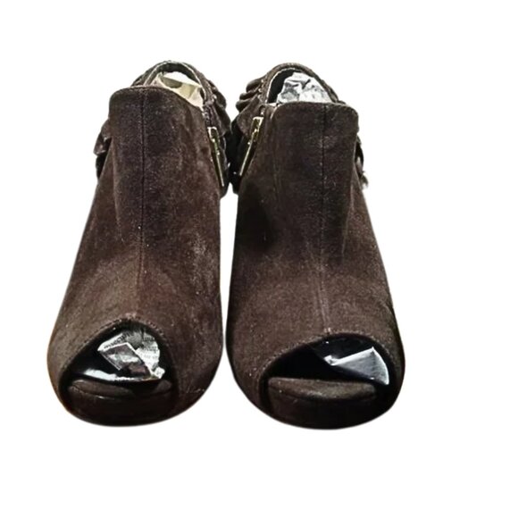 Rue 21 Women's Brown Suede Ruffles Booties - Picture 2 of 7